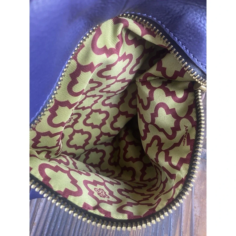 OrYani Pebbled Leather Double Zip Purse Color Block Purple,Teal & Burgandy